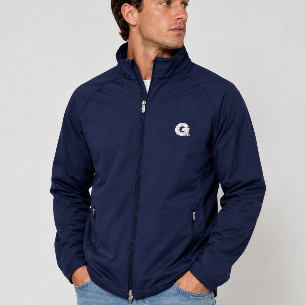Peter Millar Mens Georgetown University Hoyas Full Zip Jacket Windbreaker sz S
